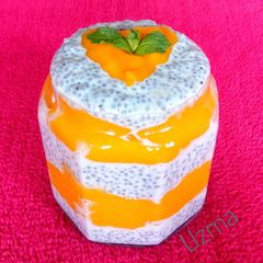 Mango and Chia pudding A picture of Mango and Chia pudding.