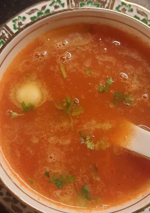 A picture of Carrot and tomato Soup.