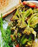 Stir fry veg with dill leaves