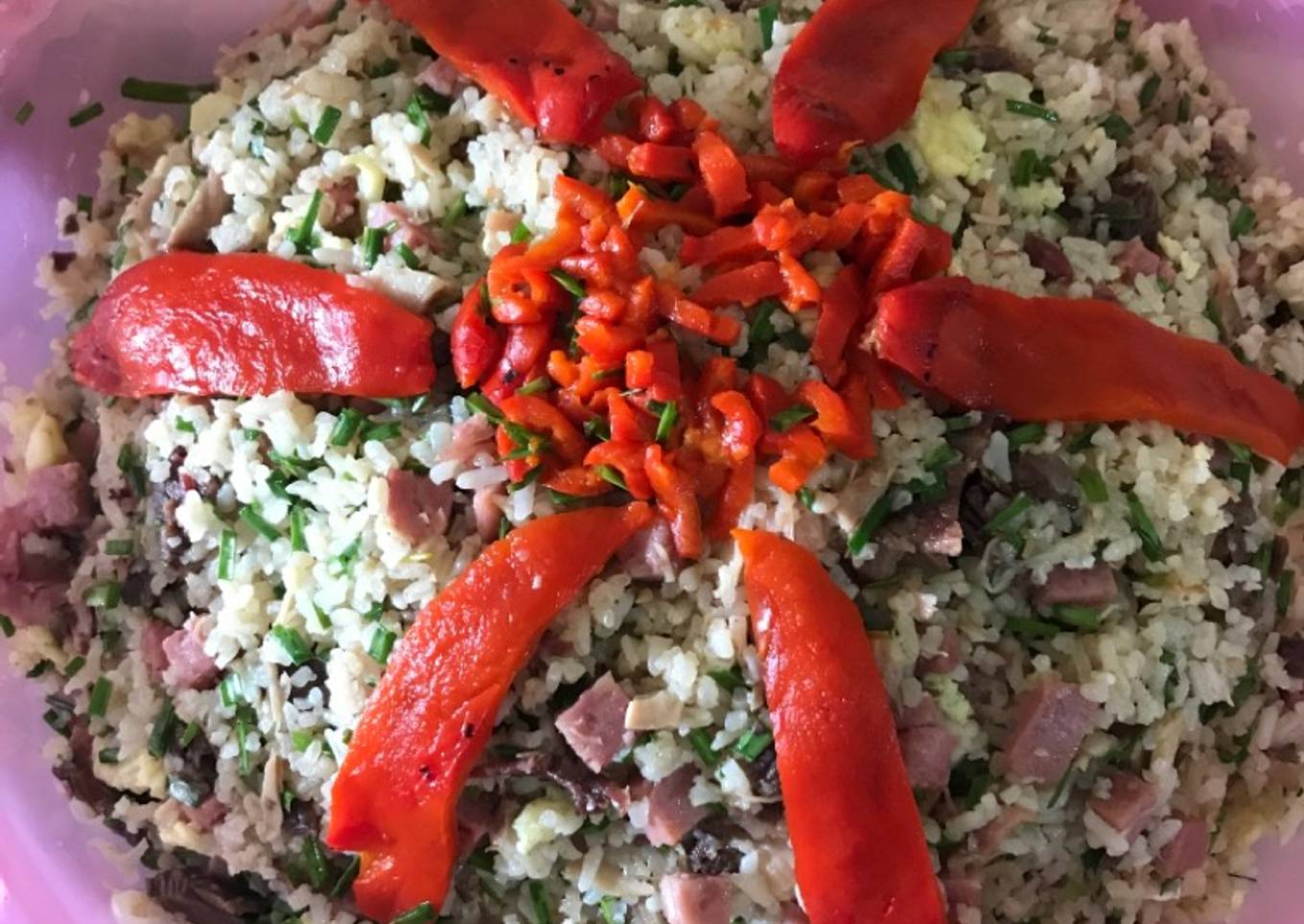 Arroz frito (variación sin salsa de soja original)