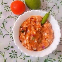 A picture of Garlic Raw Mango Tomato Chutney.
