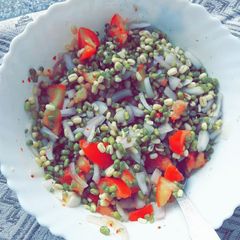 A picture of Moong Sprouts/Salad/ Chaat.