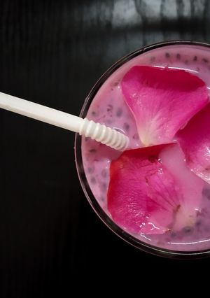 A picture of Rose Milk Sharbat / Iftar Special Recipe / Summer Drink / Ramzan Special Drink - Rose Milkshake.