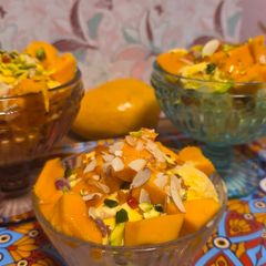 A picture of Mango rasgulla sundae.