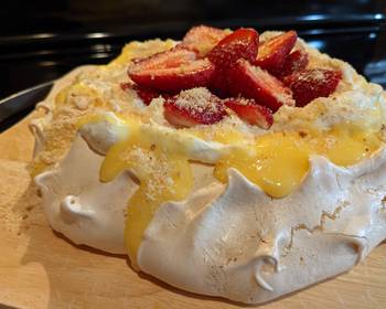 Ready to Serve Pavlova with lemon curd and strawberries Delicious Steady