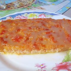 A picture of Indian Jalebi Pudding topped with creamy caramel.