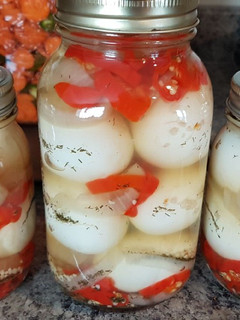 A picture of Habanero Pickled Eggs.