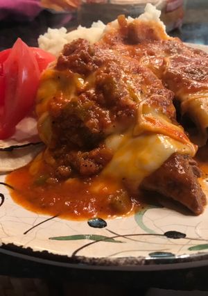 A picture of Mexican/salsa cube steak.