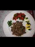 Tiras de carnes, cena ligera