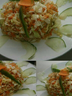 A picture of Healthy vegetable salad and fruits.