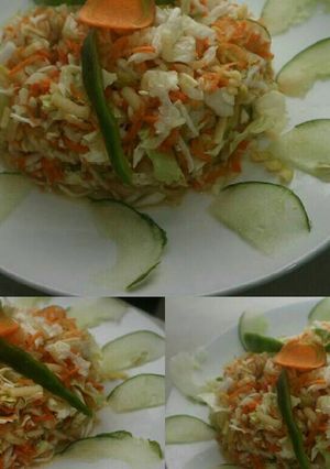 A picture of Healthy vegetable salad and fruits.