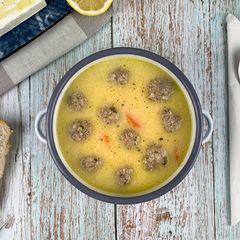 A picture of Giouvarlakia Meatball Soup.