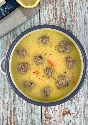 A picture of Giouvarlakia Meatball Soup.