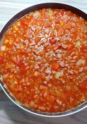 Hình của món Thịt bò băm sốt cà.