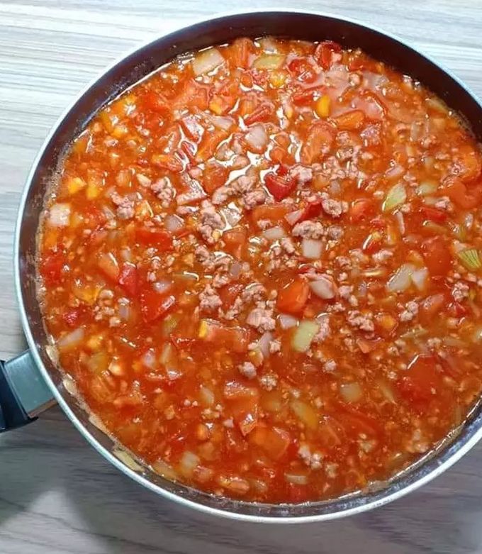 Hình của món Thịt bò băm sốt cà.