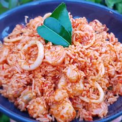 A picture of NASI GORENG SEAFOOD BALADO (SPICY SEAFOOD FRIED RICE).