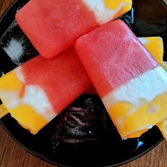 Multi colour fruit popsicle A picture of Multi colour fruit popsicle.