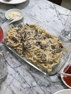Foto resep Fettuccine Carbonara with Smoked beef