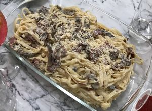 Foto resep Fettuccine Carbonara with Smoked beef