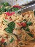 One pot cheesy shrimp pasta