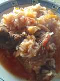 Arroz con repollo en salsa de tomate