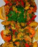 Mike's Saffron Lobster, Jumbo Scallops & Shrimp Vegetable Melody