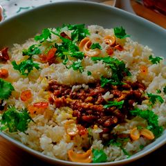 A picture of Mutton Biryani (Thalassery Biryani).