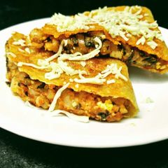 A picture of Moong dal Chilla Quesadilla.