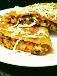 A picture of Moong dal Chilla Quesadilla.