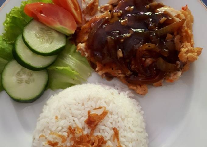 Ayam geprek saos teriyaki