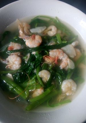 Foto resep Bening kangkung udang anak²