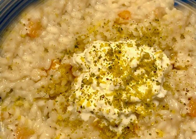 Ricetta Risotto gamberi e limone con burrata e polvere di ...