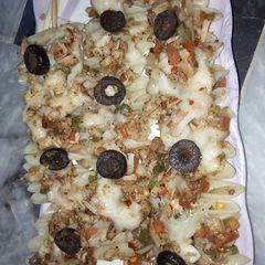 A picture of Baked penne pasta sticks 🍝🍜🍢🍢🍢.