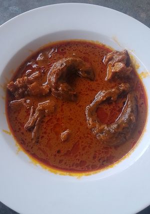 Une photo de Sauce graines avec pâte de bœuf 😋 et poisson fumé mérou 🩷