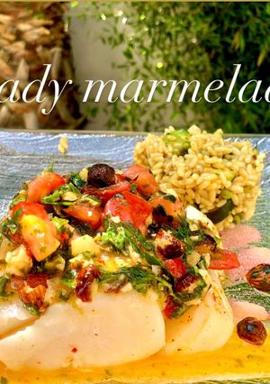Une photo de Dos de cabillaud cuisson basse température sauce vierge