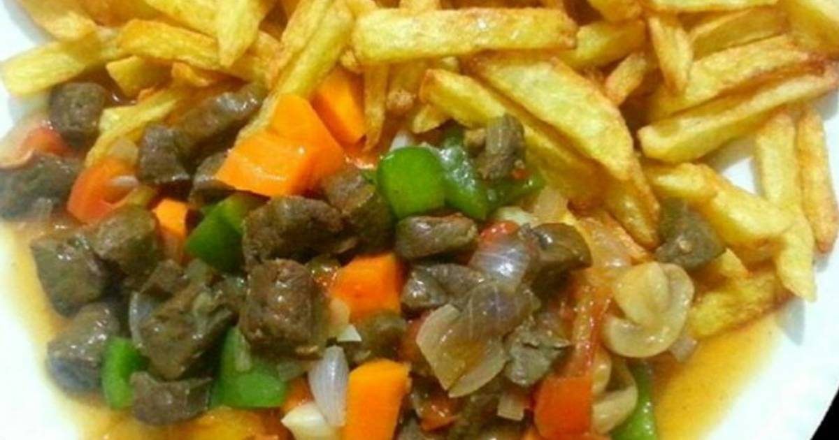 Chips and liver sauce Recipe by NI'EEMA'S KITCHEN Cookpad