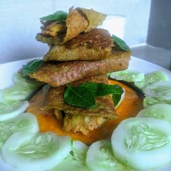 A picture of Moong Dal Veggie Stuffed Chilla.
