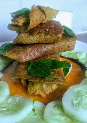 A picture of Moong Dal Veggie Stuffed Chilla.