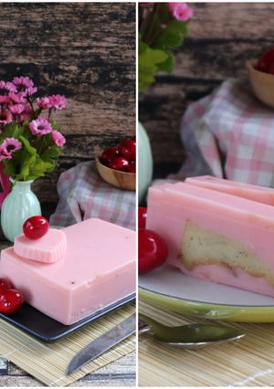 Foto resep Puding strawberry isi puding roti