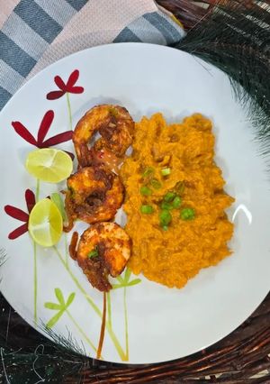 صورة لوصفة بطاطس حلوة بالجبنة و روبيان