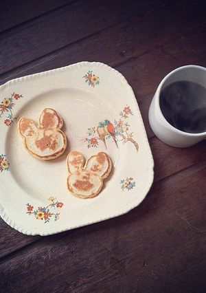 A picture of Easter bunny pancakes.
