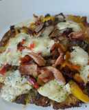 Torticas de coliflor a la pizza🍕de champiñones🍄, jamón🥓, queso🧀 y pimientos🍕🌶️