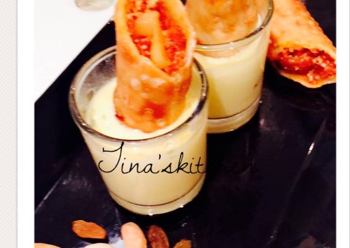 Steps to Prepare Gordon Ramsay Shahi gajrela spring rolls in rabdi sauce