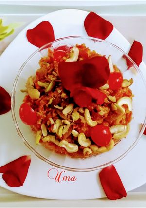 A picture of Microwave carrot halwa.