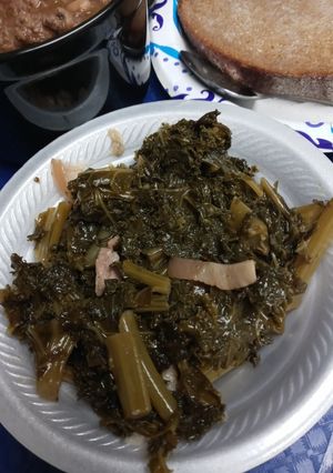A picture of Instapot Kale and Salt Pork.
