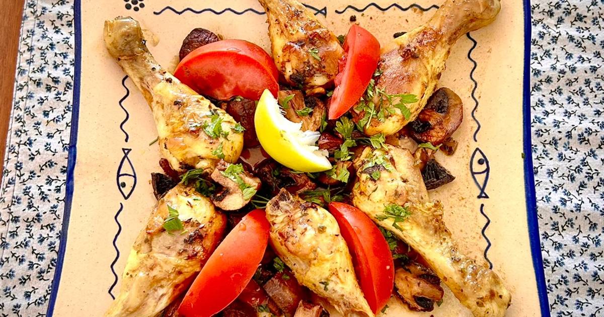 Muslitos de pollo al curry con portobellos en freidora de aire Receta