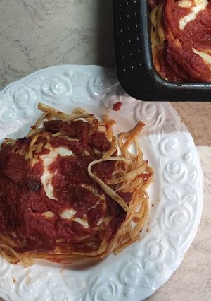 Φωτογραφία της συνταγής Spaghetti στο φούρνο με mozzarella (γρήγορη, πεντανόστιμη και ελαφριά συνταγή)