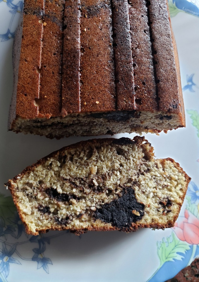 Una foto de Budín de banana y chocolate low carb