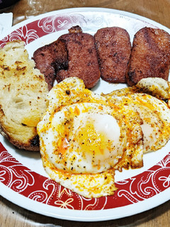 A picture of Crispy Caramelized Spam & Eggs.