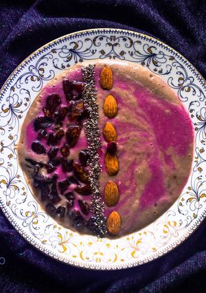 A picture of Banana date pomegranate smoothie.